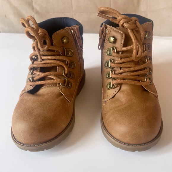 Nautica Other - Nautica Toddler Boys Boots Size 9 Brown Lace Up Side Zip Hiking Ankle Boots